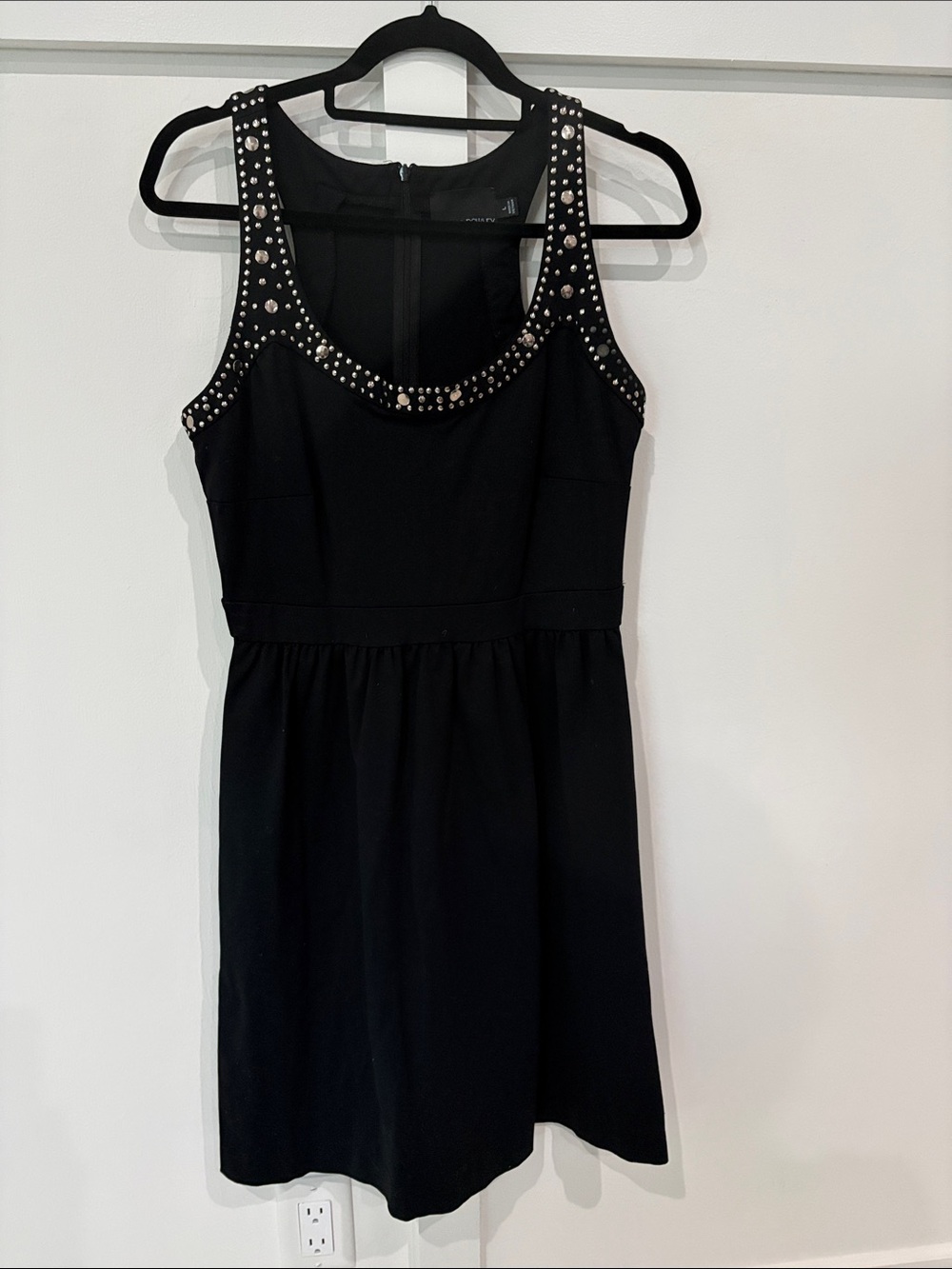 Cynthia Rowley Black Studded Scoop-Neck Dress